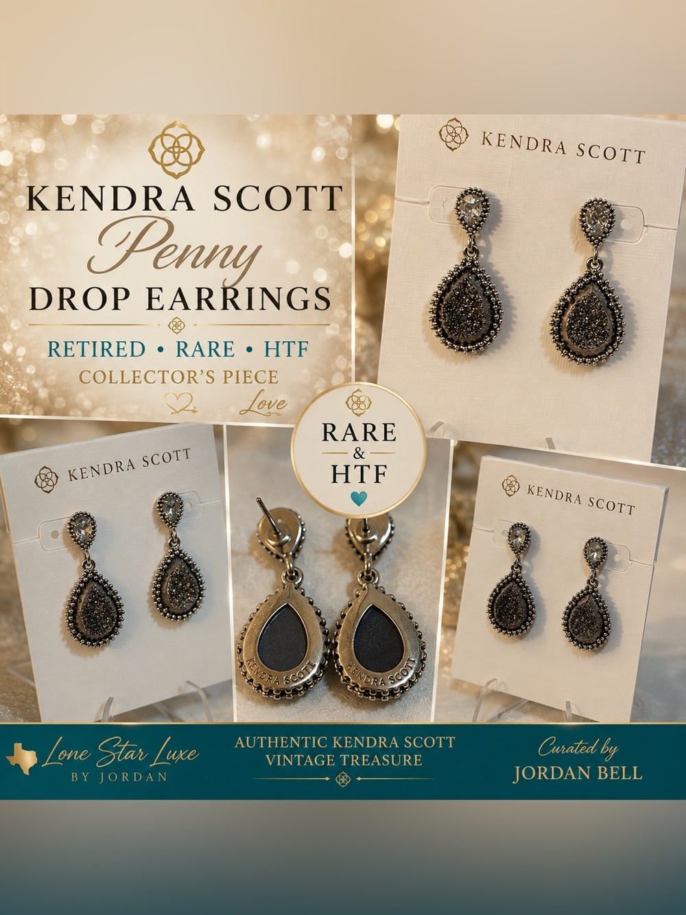 Kendra Scott Penny Drop Earrings – Druzy Silver – Rare Retired HTF